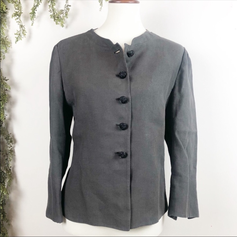 🔥Armani Collezioni | Linen Blazer Mandarin Collar